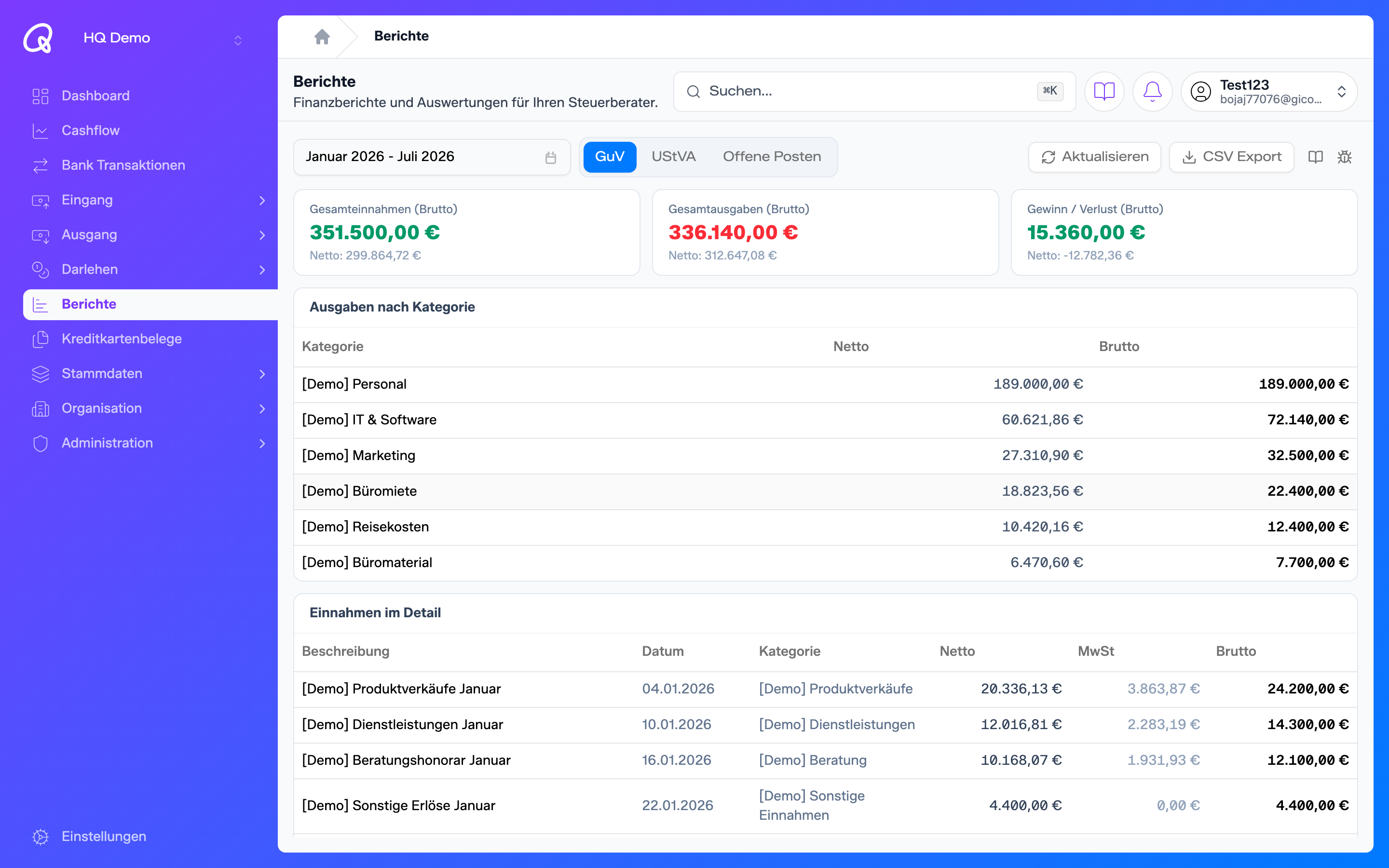 Zusammenspiel aller Funktionen im qFinix-Dashboard